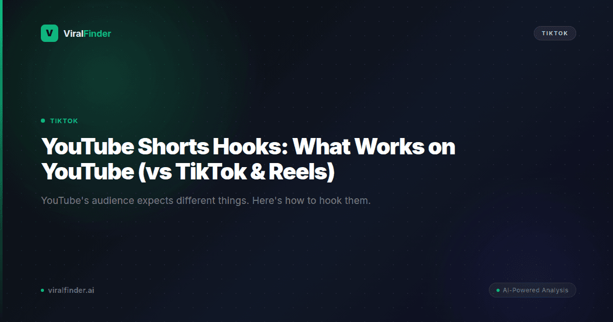 YouTube Shorts Hooks: What Works on YouTube (vs TikTok & Reels)